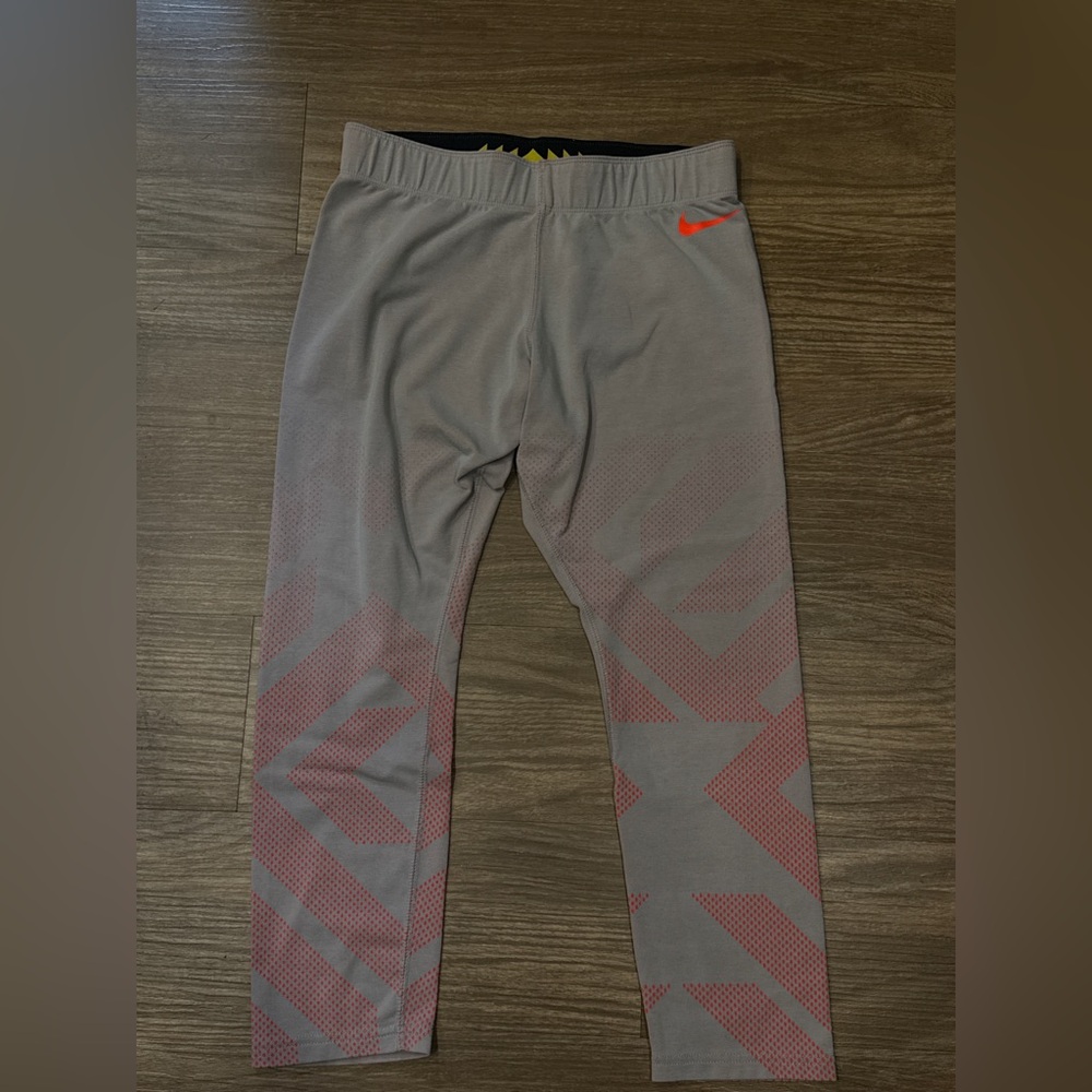 Nike Gray Leggings with Orange Accents